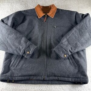 Vintage Woolrich Full Zip Wool Jacket L Snap Heavy Pockets Heather Gray Bomber‎